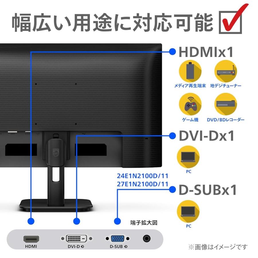 PHILIPS 液晶ディスプレイ PCモニター (23.8インチ/IPS/FHD/120Hz/1ms/ 24E1N2100D/11の画像