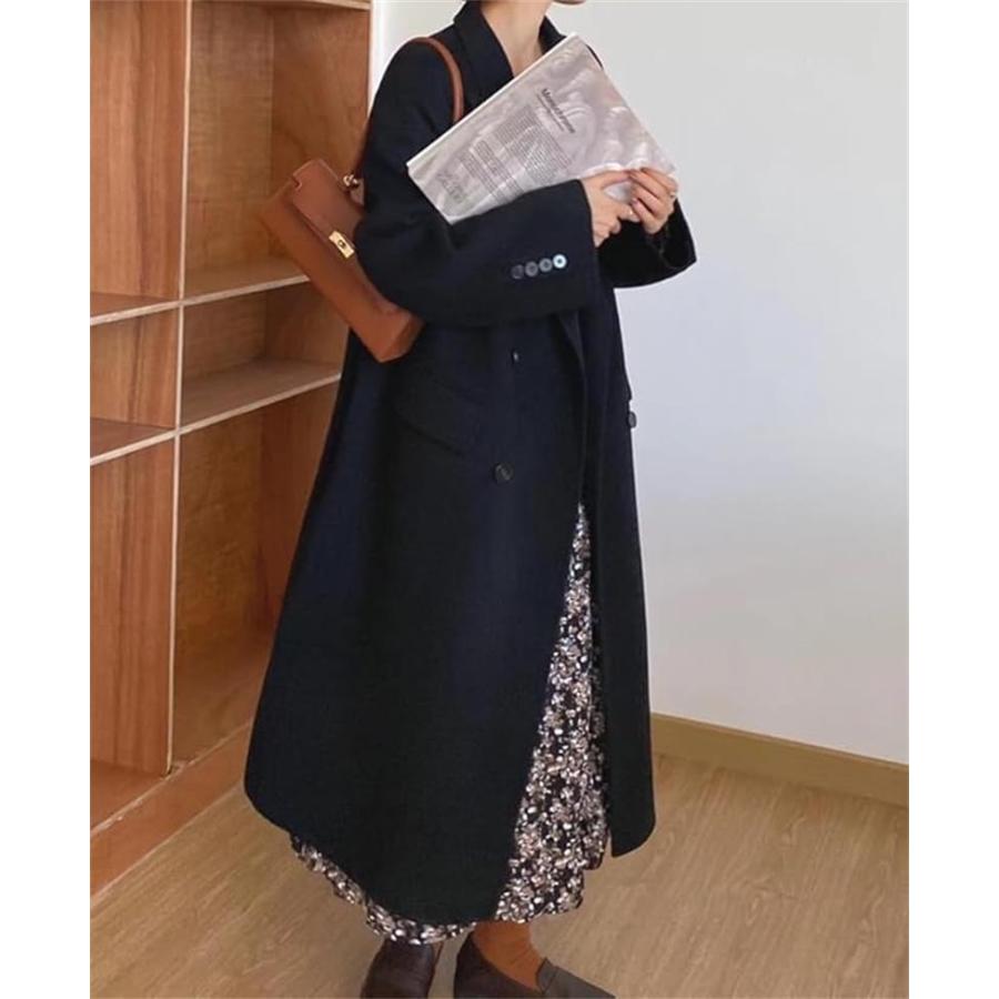 チェスターコート レディース ロングコート ロング丈 大きいサイズ 体型カバー ゆったり 厚手 シンプル オシャレ お出かけ 冬_10