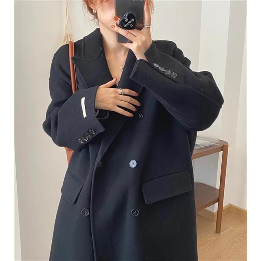 チェスターコート レディース ロングコート ロング丈 大きいサイズ 体型カバー ゆったり 厚手 シンプル オシャレ お出かけ 冬_1