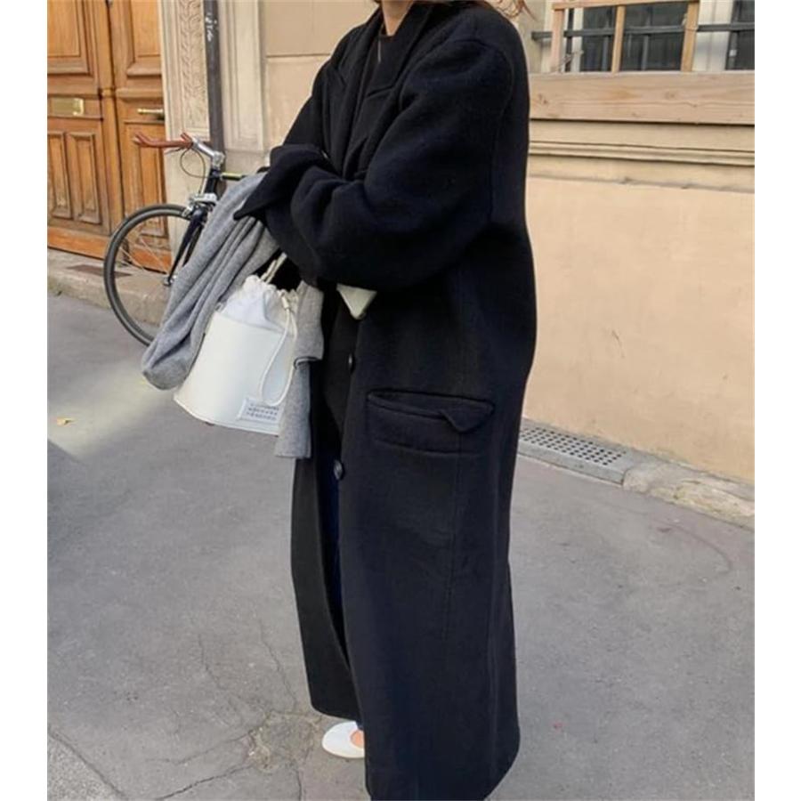 チェスターコート レディース ロングコート ロング丈 大きいサイズ 体型カバー ゆったり 厚手 シンプル オシャレ お出かけ 冬_3