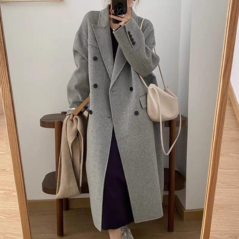 チェスターコート レディース ロングコート ロング丈 大きいサイズ 体型カバー ゆったり 厚手 シンプル オシャレ お出かけ 冬_6