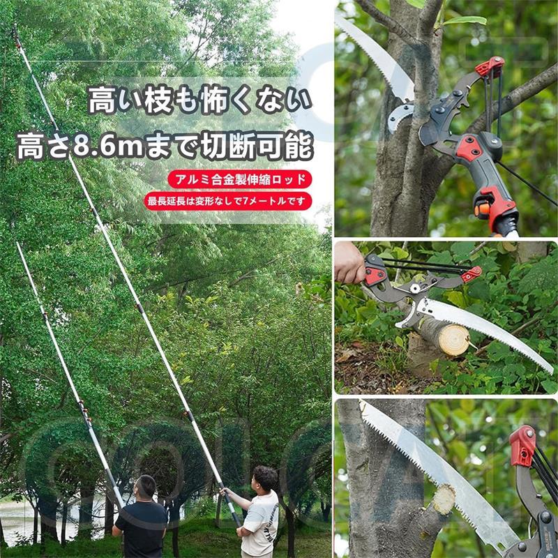 高枝切りバサミ 鋸付き 伸縮 3m 5m 6m 7m 軽量 太枝 剪定鋏 高枝切りばさみ 高枝切り鋏 剪定ばさみ 強力 コンパクト 加長形 ガーデニング用品 枝切りはさみ 高所の画像