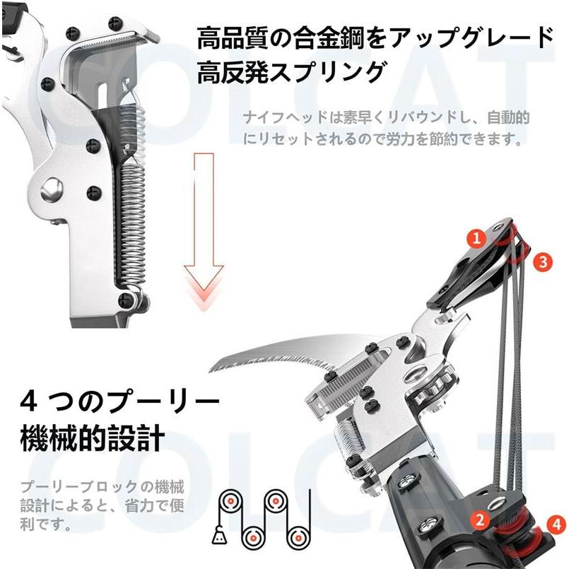 高枝切りバサミ 鋸付き 伸縮 3m 5m 6m 7m 軽量 太枝 剪定鋏 高枝切りばさみ 高枝切り鋏 剪定ばさみ 強力 コンパクト 加長形 ガーデニング用品 枝切りはさみ 高所の画像