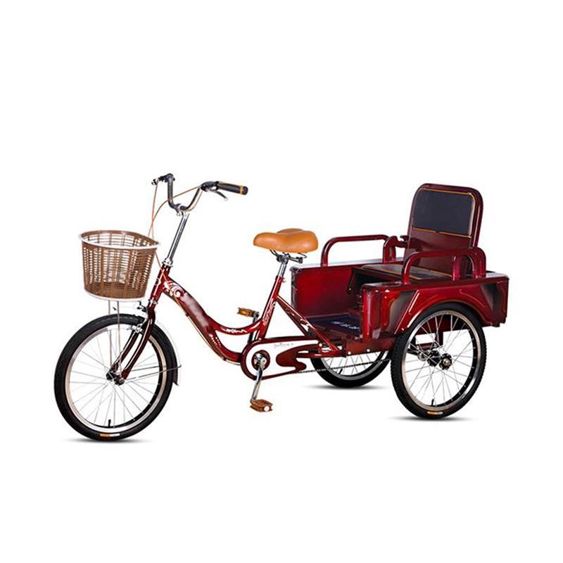三輪自転車 大人の三輪車 大人の三輪車20in成人自転車高炭素鋼フレーム3輪巡洋艦のバイク、後部座席の快適な自転車のバイクが高齢者に適した(Color:Blue)の画像
