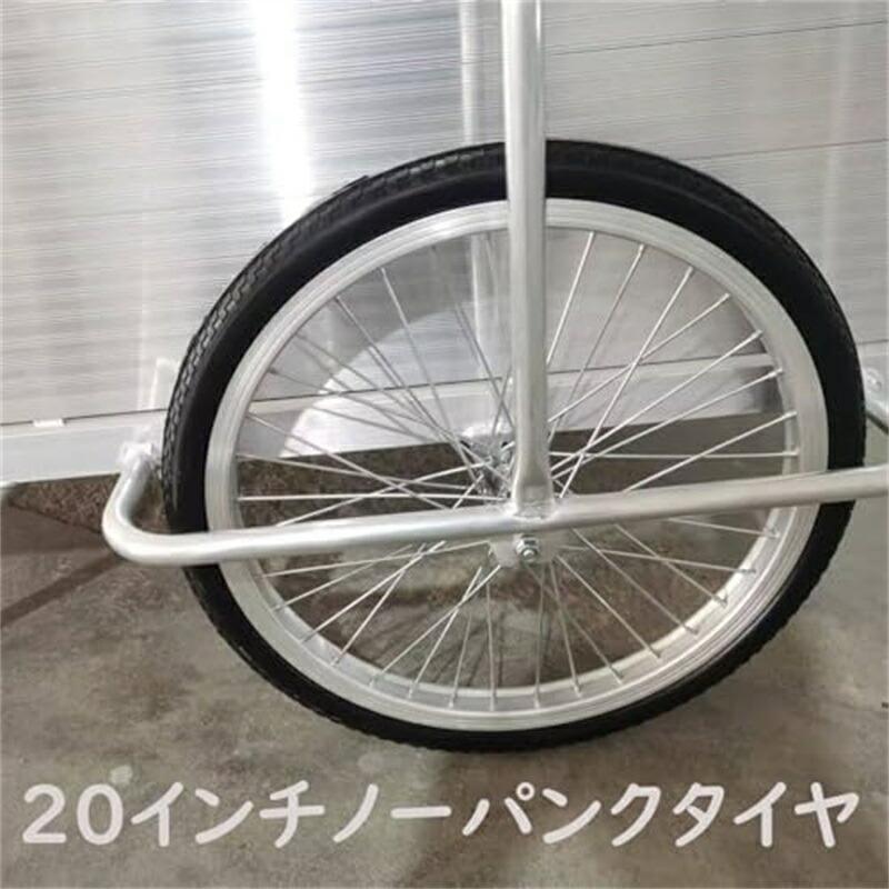 アルミリアカー 折りたたみ リヤカー 大容量 ゴムの滑り止めハンドル キャリーカート 収納簡単 ワゴン付き 荷物配送 搬送 台車 軽量 手押し ノーパンクタイヤ20_11