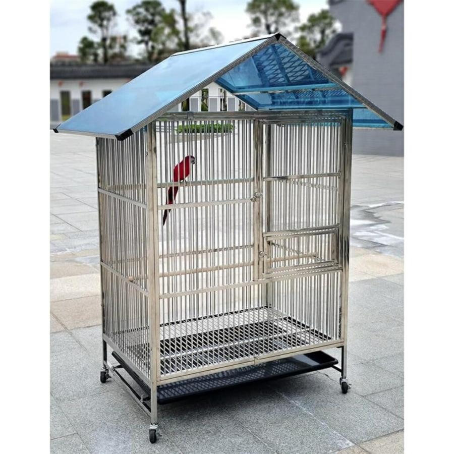 大型 鳥かご セキセイインコケージ 手乗りインコ ステンレス素材 ステンレススチールシャーシが付属 ステンレス製スタンディングスティック ユニバーサルホイー_4