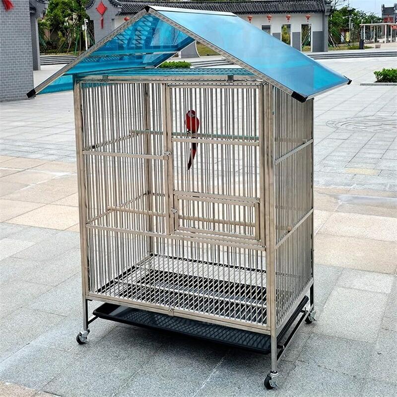 大型 鳥かご セキセイインコケージ 手乗りインコ ステンレス素材 ステンレススチールシャーシが付属 ステンレス製スタンディングスティック ユニバーサルホイー_6