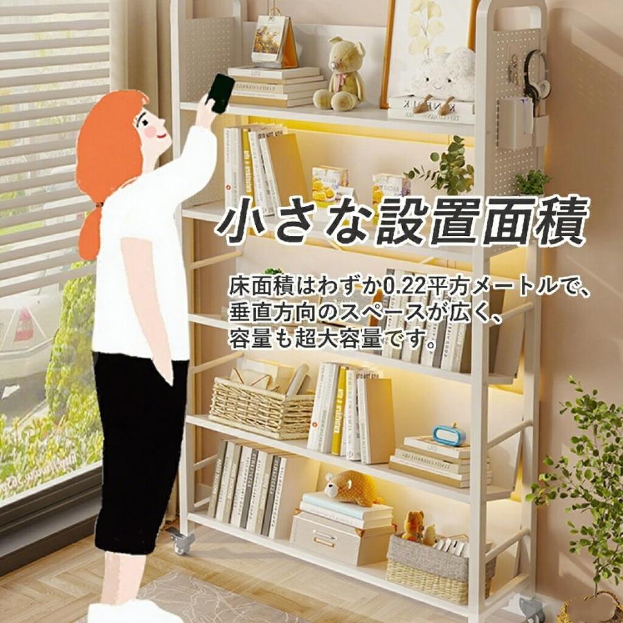 本棚 スリム 本棚 おしゃれ 棚 ラック 本棚 有孔ボードのデザイン キャスター付き 幅70cm/90cm 奥行28.5cm 本棚 大容量 スリム おしゃれ キャスター付き ワゴン_1