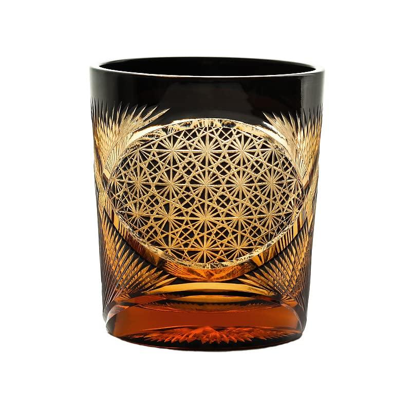 切子 菊柄?鳥羽 高級グラス 冷酒杯 手作りワインセット ロックグラス ビールウイスキーグラス 250ml (黒)_10