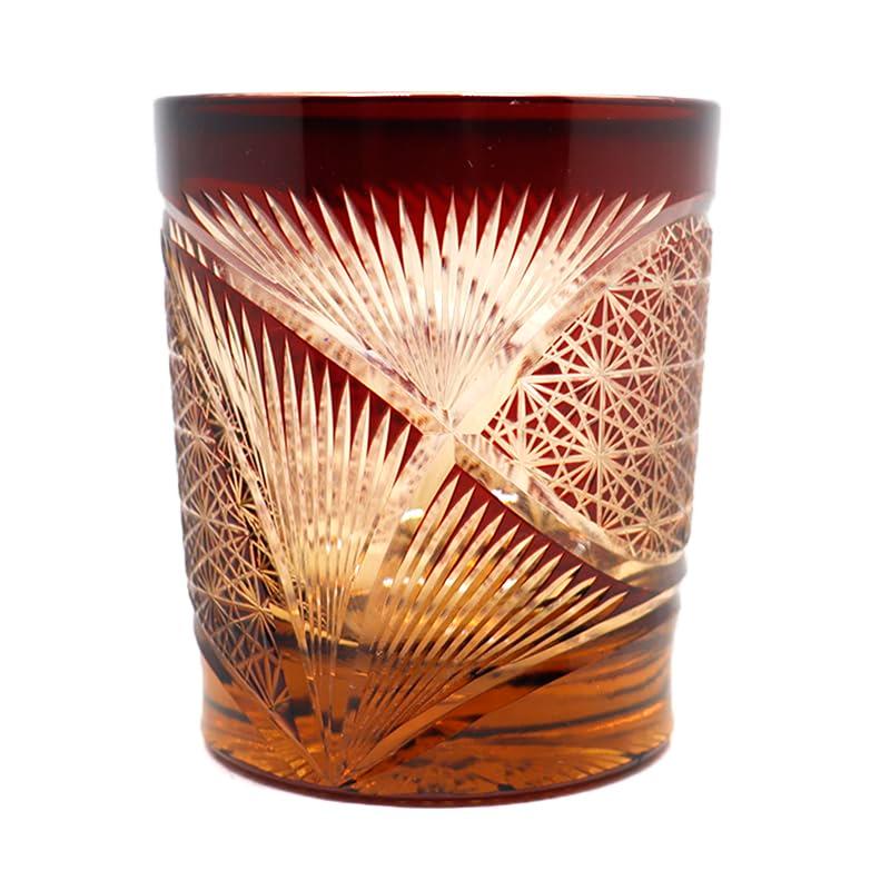 切子 菊柄?鳥羽 高級グラス 冷酒杯 手作りワインセット ロックグラス ビールウイスキーグラス 250ml (黒)_18