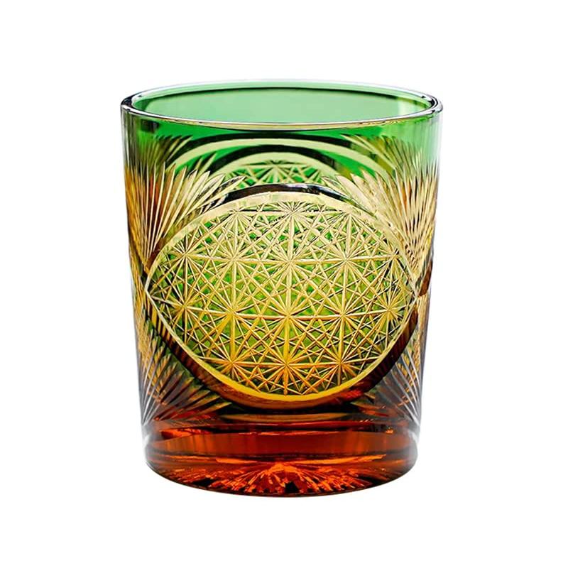 切子 菊柄?鳥羽 高級グラス 冷酒杯 手作りワインセット ロックグラス ビールウイスキーグラス 250ml (黒)_20