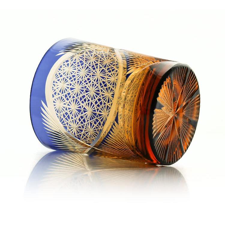 切子 菊柄?鳥羽 高級グラス 冷酒杯 手作りワインセット ロックグラス ビールウイスキーグラス 250ml (黒)_8