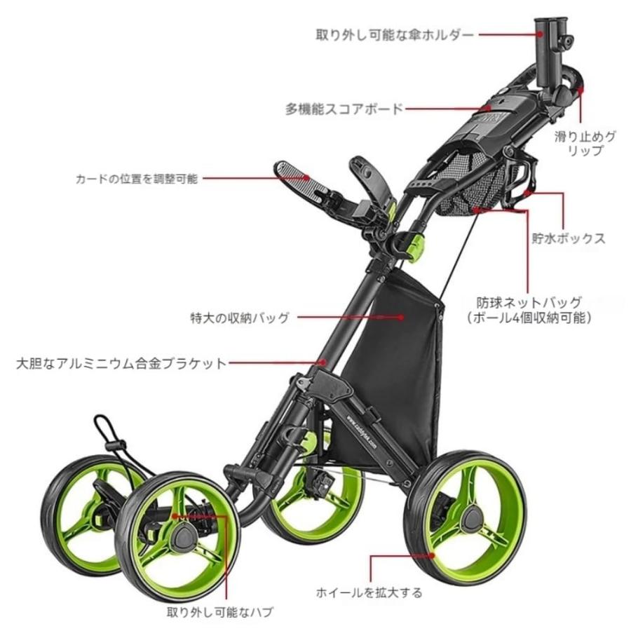 新登場メンズゴルフカート ゴルフプッシュプルカートゴルフ バッグ キャリー ボール クラブ 折り畳み式カート アルミ合金製ハンドブレーキとドリンクホルダー付_3