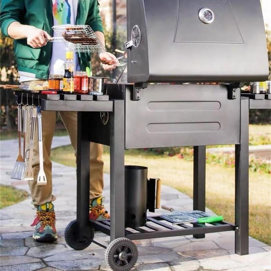 『ポイント3倍!9月限定!』大型バーベキューコンロ 炭火焼き 5〜10人用?焚き火台兼用ステンレス製 BBQグリル 屋外キャンプ用 家族/友人集まりに最適 煙対策 掃除の画像