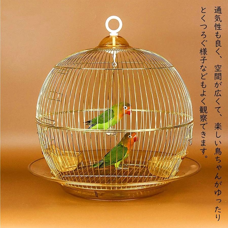 鳥かご 鳥ケージ 豪華ケージ バードケージ バードパレス インコ オウムケージ オカメ セキセイ ボタン 文鳥 キンカチョウ 中小型鳥向き  38×38cm ゴールドの画像