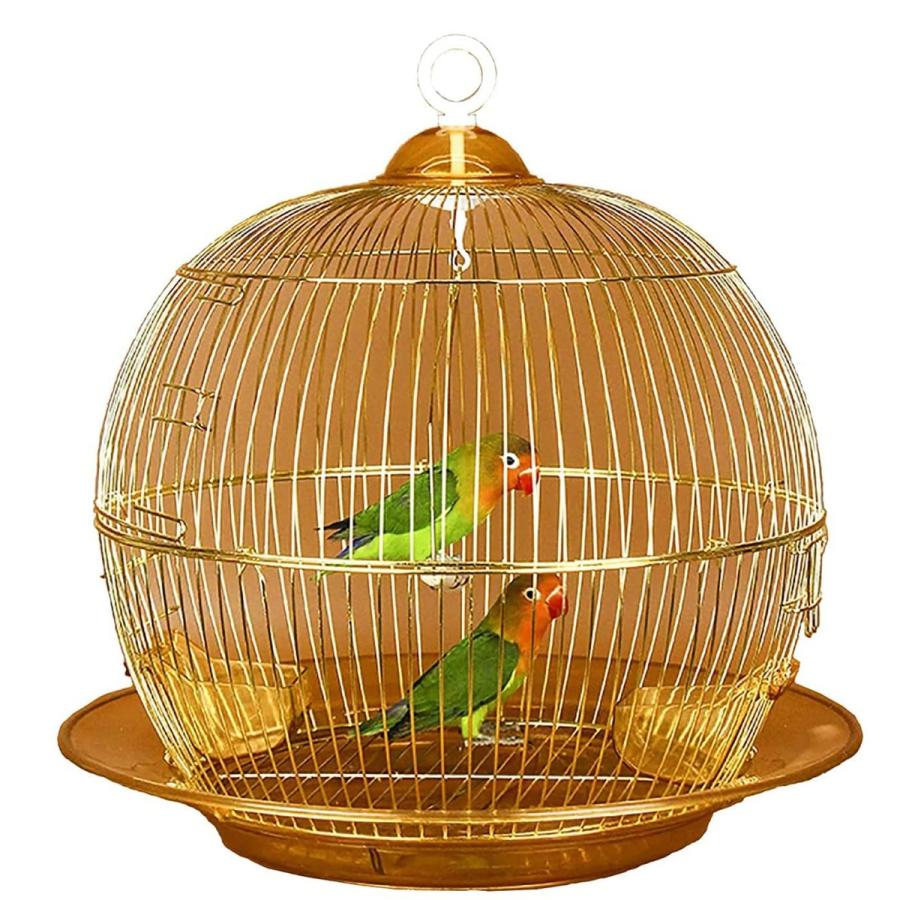 鳥かご 鳥ケージ 豪華ケージ バードケージ バードパレス インコ オウムケージ オカメ セキセイ ボタン 文鳥 キンカチョウ 中小型鳥向き  38×38cm ゴールドの画像