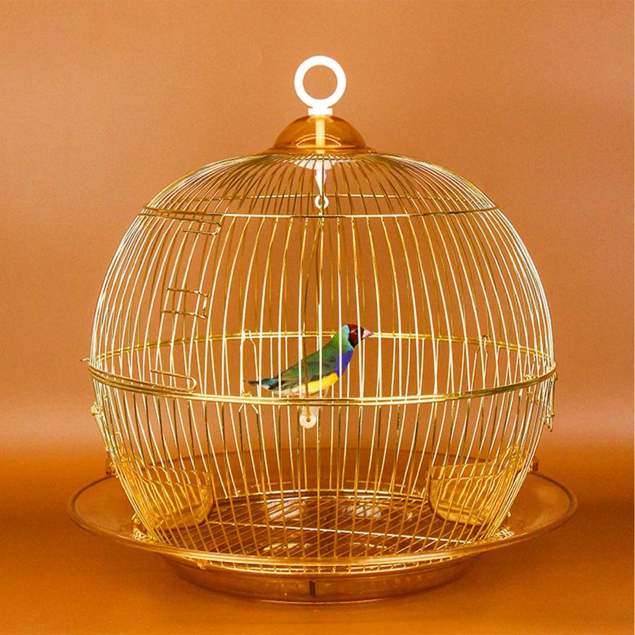鳥かご 鳥ケージ 豪華ケージ バードケージ バードパレス インコ オウムケージ オカメ セキセイ ボタン 文鳥 キンカチョウ 中小型鳥向き  38×38cm ゴールドの画像