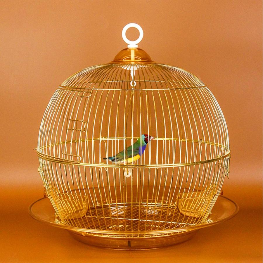 鳥かご 鳥ケージ 豪華ケージ バードケージ バードパレス インコ オウムケージ オカメ セキセイ ボタン 文鳥 キンカチョウ 中小型鳥向き  38×38cm ゴールドの画像