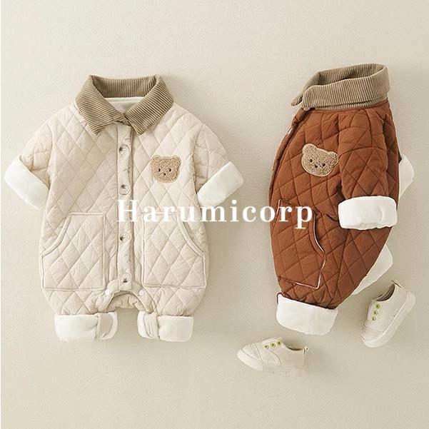 ロンパース 長袖 ベビー服 女の子 男の子 カバーオール キッズ 厚手 子供服 新生児 赤ちゃん おしゃれ 可愛い 66 73 80 90cm 子ども服 ルームウェア 部屋着 防寒 | 