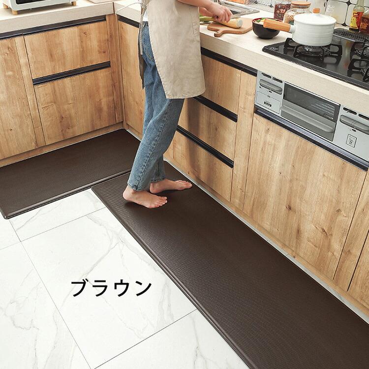 キッチンマット 拭ける puレザー 北欧 おしゃれ 台所マット 厚手 51*99cm 50*120cm 50*180cm     20mm キッチン マット PVCマット 撥水 滑り止め 衝撃吸収 クッの画像