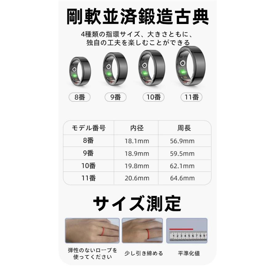 【割引セール】スマートリング 健康管理 日本製センサー心拍数 血中酸素 睡眠  実用的 IP68M防水 Android/iPhone対応 全4サイズ プレゼント 敬老の日 |  | 15