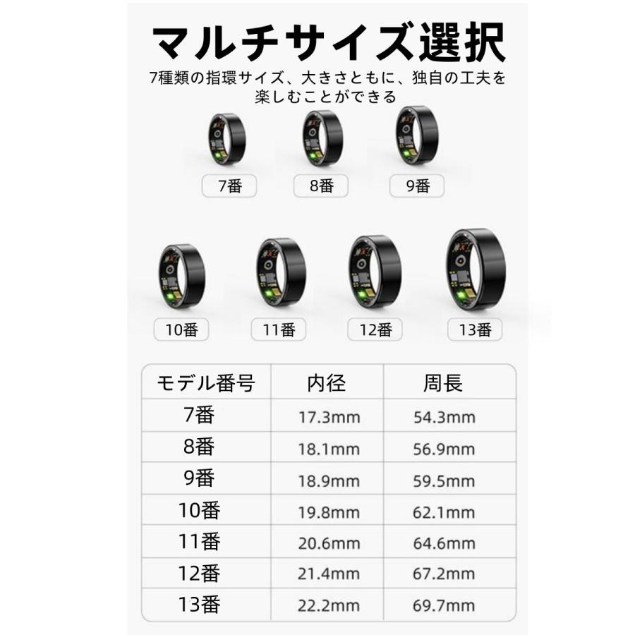 【割引セール】スマートリング 健康管理 日本製センサー心拍数 血中酸素 睡眠 実用的 IP68M防水 Android/iPhone対応 全6サイズ プレゼント 敬老の日 |  | 16