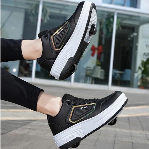 ローラーシューズ 2輪式 ローラースケート スポーツ用 男女兼用 スニーカー スポーツシューズ 前輪取外し可能後輪ワンボタン収納式 女の子 男の子 子供用運動靴 |  | 03