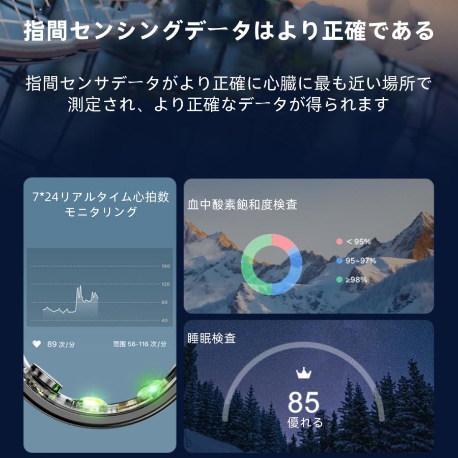 【割引セール】スマートリング 健康管理 日本製センサー心拍数 血中酸素 睡眠 実用的 IP68M防水 Android/iPhone対応 全5サイズ プレゼント 敬老の日 |  | 07