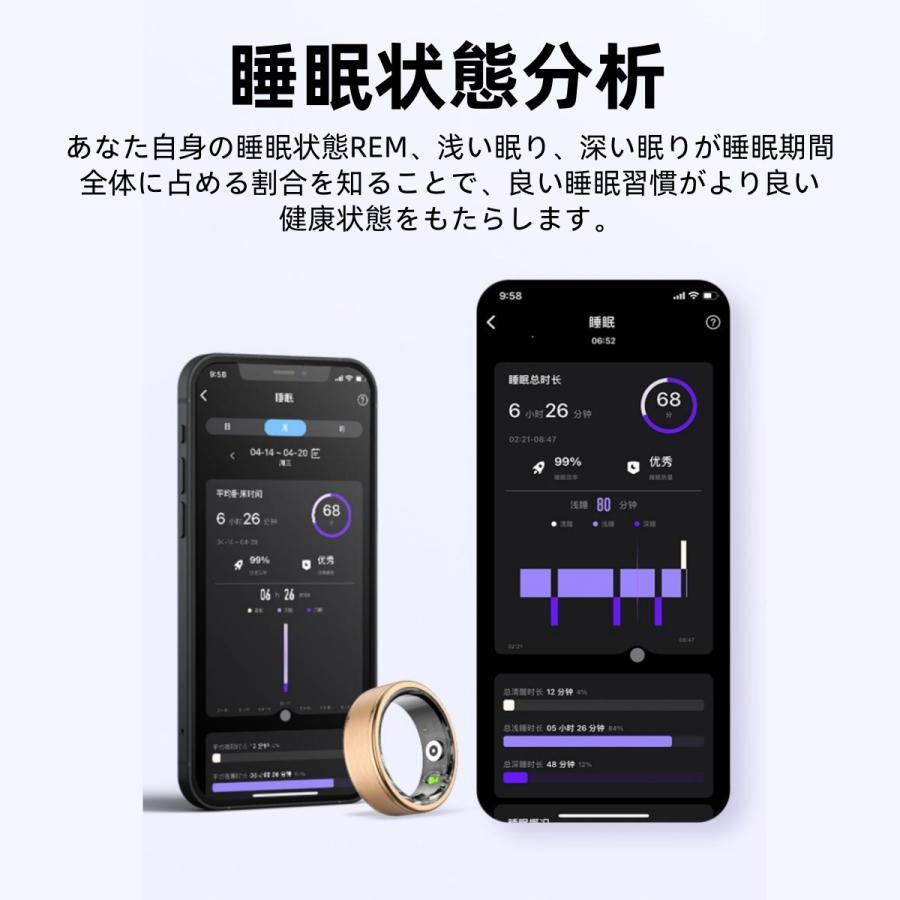 【割引セール】スマートリング 健康管理 日本製センサー心拍数 血中酸素 睡眠 実用的 IP68M防水 Android/iPhone対応 全5サイズ プレゼント 敬老の日 |  | 09