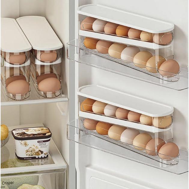 卵入れ 卵収納ボックス 自動ローリング 卵 12枚 2段エッグラック 卵ケース 冷蔵庫用 卵 オーガナイザー たまご 収納ケース 省スペース 卵ディスペンサートレイ |  | 01