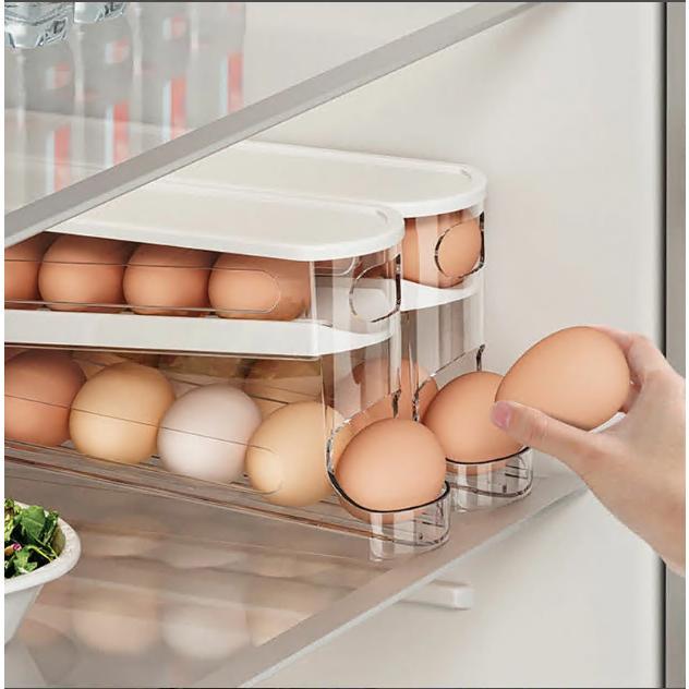 卵入れ 卵収納ボックス 自動ローリング 卵 12枚 2段エッグラック 卵ケース 冷蔵庫用 卵 オーガナイザー たまご 収納ケース 省スペース 卵ディスペンサートレイ |  | 02