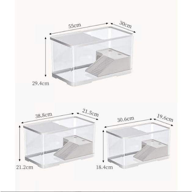 亀の飼育ケース 亀 水槽 大きい カメ用水槽 初心者セット 蓋付き 収納機能 水交換超簡単 餌やりが便利 透明 軽量 両生飼育箱 亀ケージ 脱出防止 亀の楽園 |  | 06