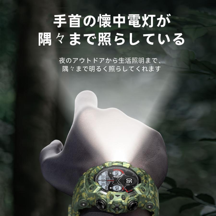 【アウトドアスタイル】スマートウォッチ 日本製センサー 懐中電灯 血圧 IP68防水 心拍数 健康測定メンズ レディース 大画面 高精度 コンパス 敬老の日 日本語_8