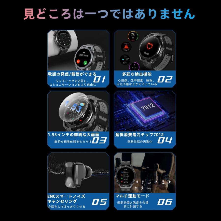 【TWS BLEヘッドセット】スマートウォッチ 日本製センサー 通話機能 血圧 血中酸素 心拍数 健康測定メンズ レディース 大画面 高精度 検測 防水 敬老の日 日本語 |  | 04