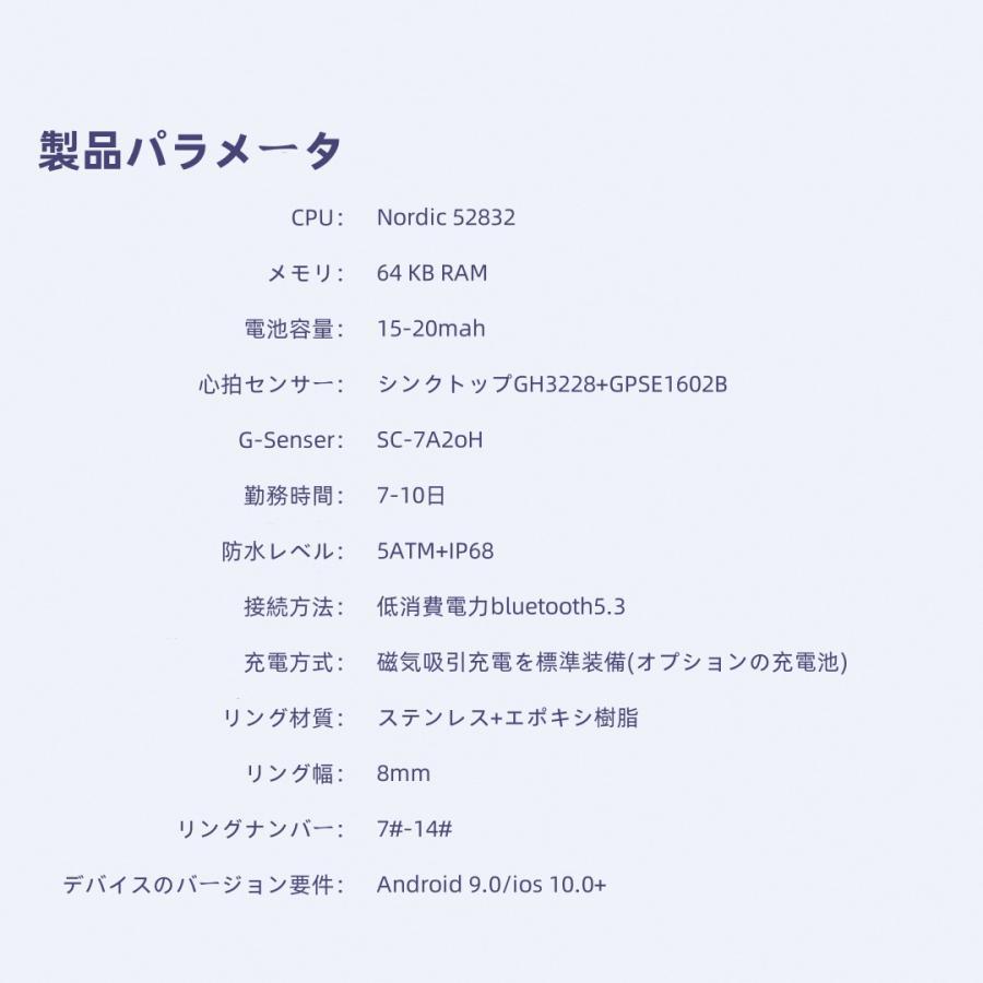 【充電タンク付き】スマートリング 健康管理 日本製センサー心拍数 血中酸素 睡眠 実用的 心電測定 IP68M防水 Android/iPhone対応 全7サイズ プレゼント |  | 17