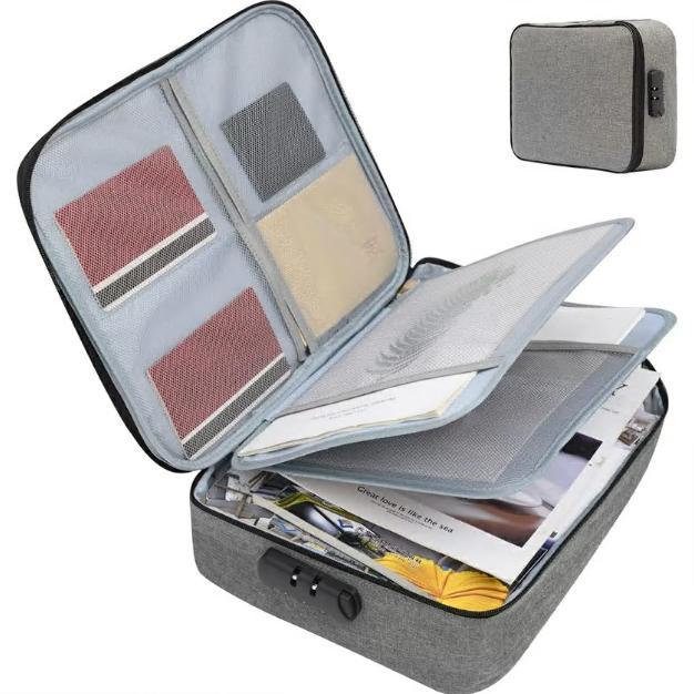 書類 収納バッグ ポーチ ファイル証明書 整理 金庫 書類保管 ケース ダイヤルロック式 手提げ 集金袋 貴重品 収納 防犯 防災 旅行 出張 便利グッズ 大容量 |  | 01