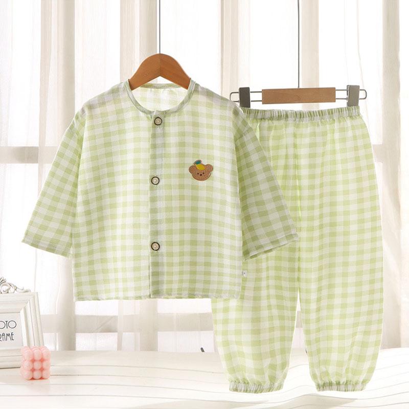 パジャマ キッズ 子供 ジュニア 女の子 男の子 長袖 長ズボン 前開き 上下セット ゆったり 男女兼用 可愛い ナイトウェア ルームウェア 部屋着 春 夏 秋 冬服 80 |  | 11