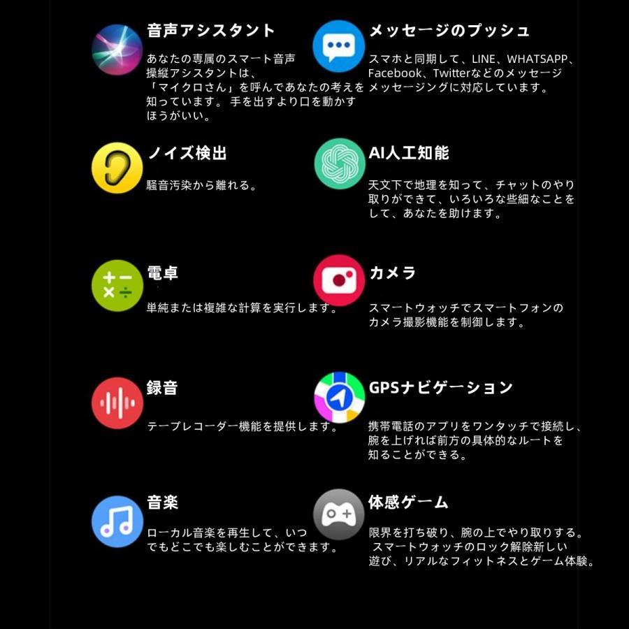 【カメラ機能付き】スマートウォッチ 日本製センサー 心電 AI 血圧 血中酸素 心拍数 GPS 健康測定メンズ レディース 大画面 高精度 防水 敬老の日 日本語 |  | 21
