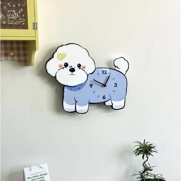 掛け時計 静音 壁掛け時計 30*40cm 犬モビールクロック 振り子時計