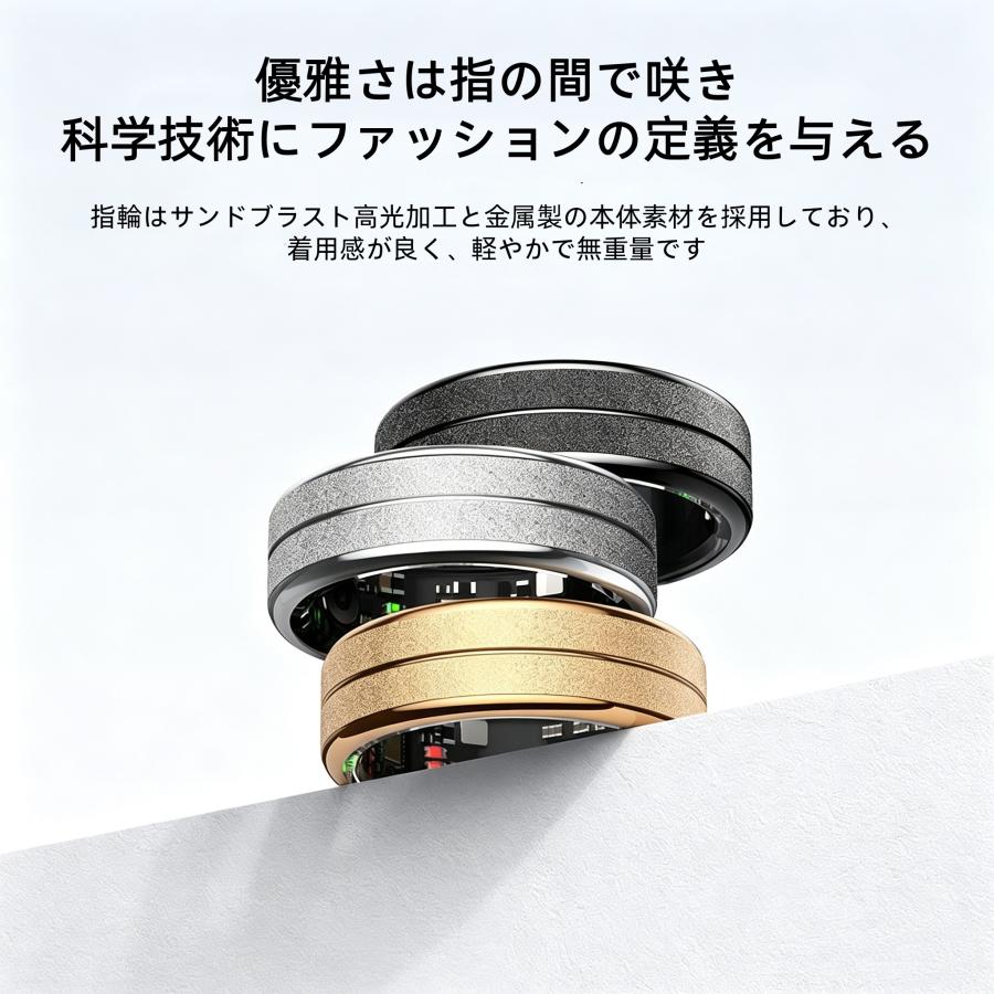 【敬老の日】スマートリング 健康管理 日本製センサー心拍数 血中酸素 睡眠 実用的 IP68M防水 Android/iPhone対応 全8サイズ プレゼント 敬老の日 |  | 05