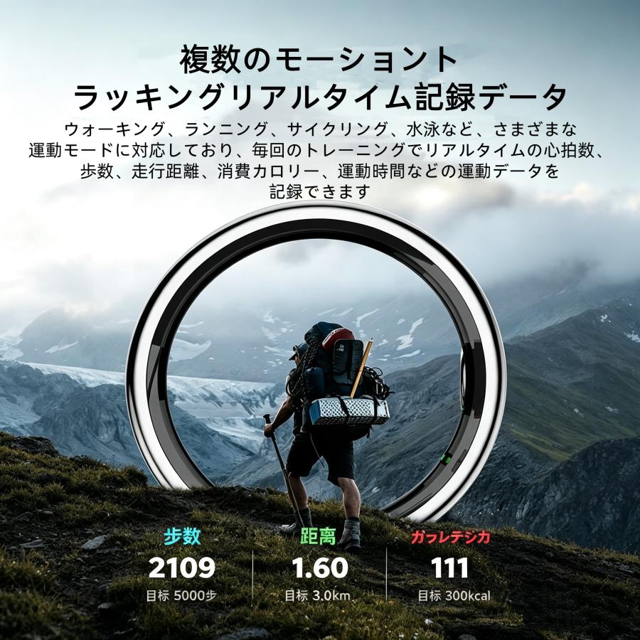 【敬老の日】スマートリング 健康管理 日本製センサー心拍数 血中酸素 睡眠 実用的 IP68M防水 Android/iPhone対応 全8サイズ プレゼント 敬老の日 |  | 11