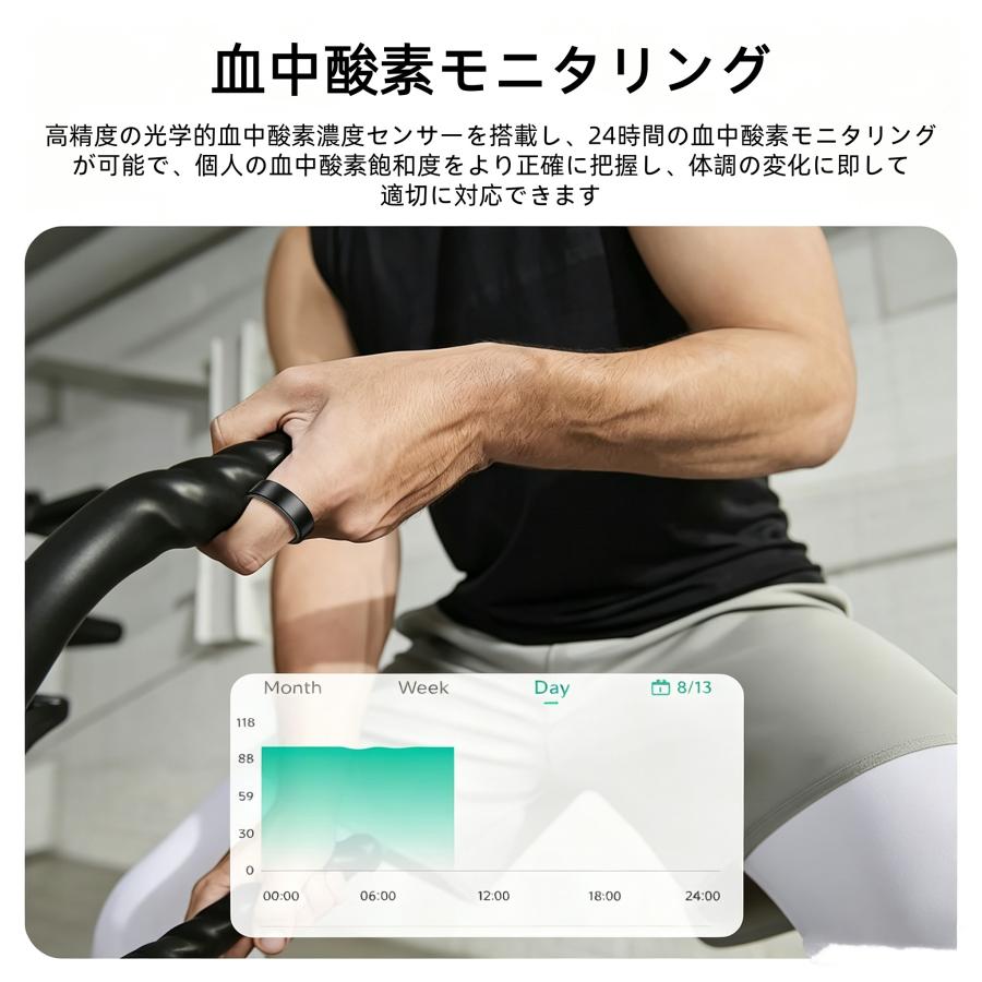 【敬老の日】スマートリング 健康管理 日本製センサー心拍数 血中酸素 睡眠 実用的 IP68M防水 Android/iPhone対応 全8サイズ プレゼント 敬老の日 |  | 14