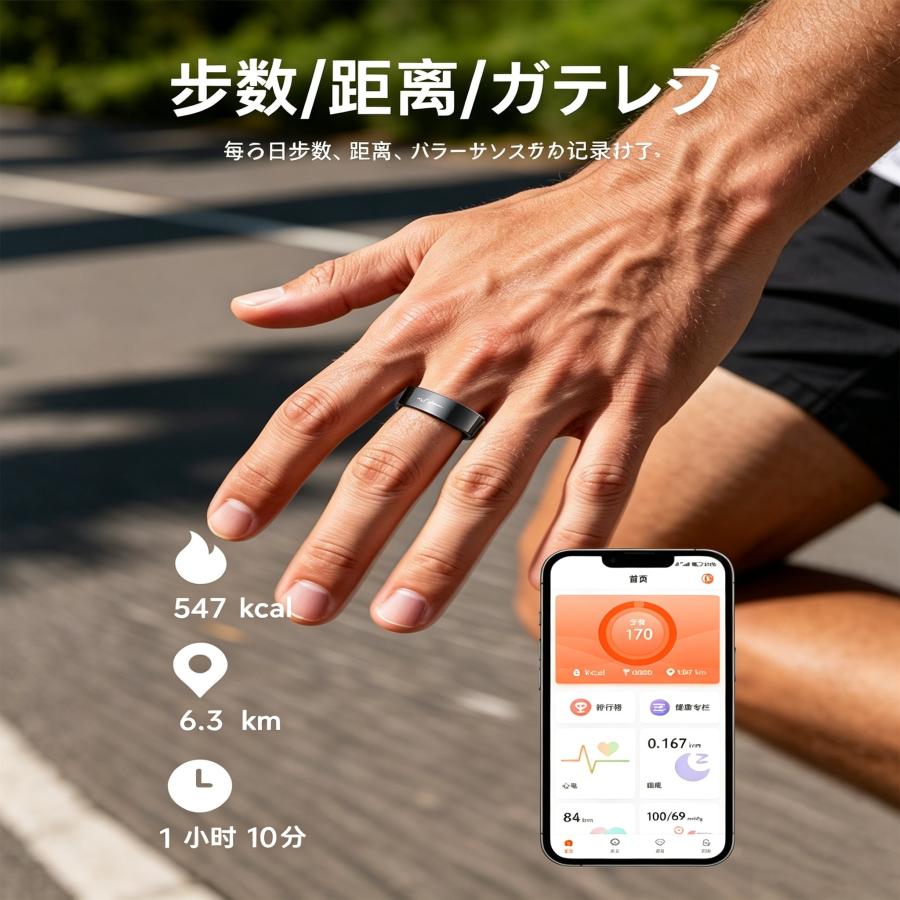 【充電タンク付き】スマートリング 健康管理 日本製センサー心拍数 心電 睡眠 体温  血圧 血糖測定 IP68M防水 Android/iPhone対応 全7サイズ プレゼント |  | 07