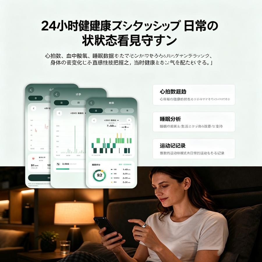【録音機能付き】スマートリング 健康管理 日本製センサー心拍数 血中酸素 録音 歩数計 睡眠 翻訳 実用的 IP68M防水 Android/iPhone対応 全7サイズ プレゼント |  | 08