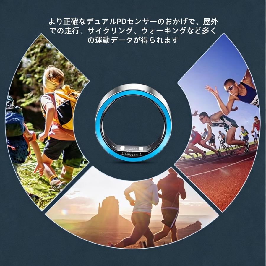 【血糖測定付き】スマートリング 健康管理 日本製センサー心拍数 血中酸素 血圧 体温 歩数計 睡眠 実用的 IP68M防水 Android/iPhone対応 全7サイズ プレゼント |  | 11