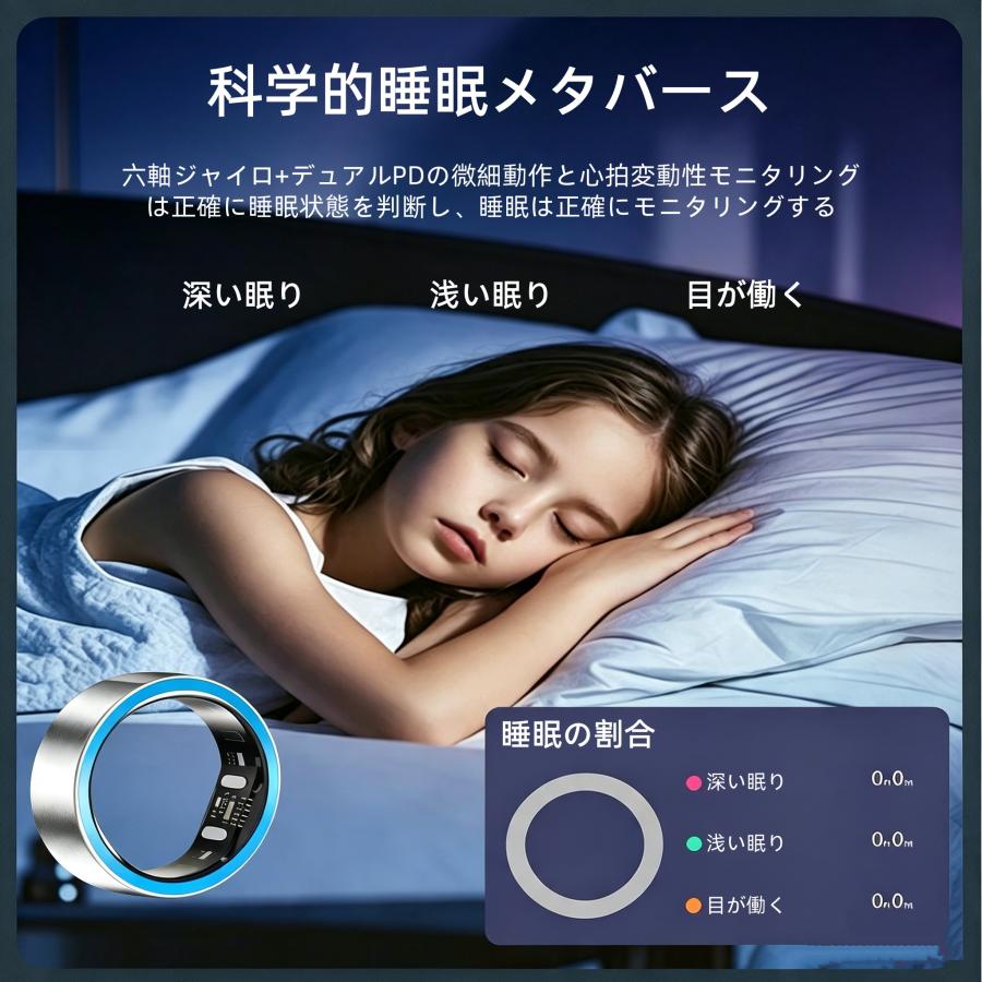 【血糖測定付き】スマートリング 健康管理 日本製センサー心拍数 血中酸素 血圧 体温 歩数計 睡眠 実用的 IP68M防水 Android/iPhone対応 全7サイズ プレゼント |  | 04