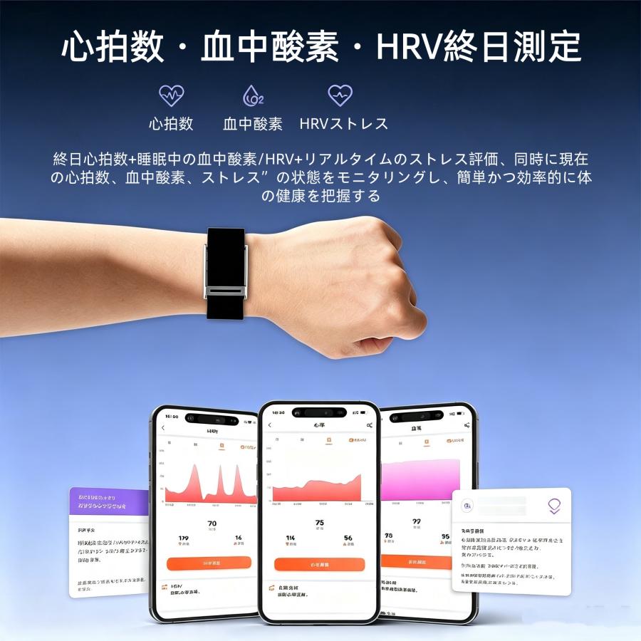 スマートバンド スマートウォッチ スクリーンレス ECG心電図 HRV 血圧測定 血中酸素濃度 体温 女性生理管理 睡眠モニタリング 心拍数 運動モード 爆買 |  | 07