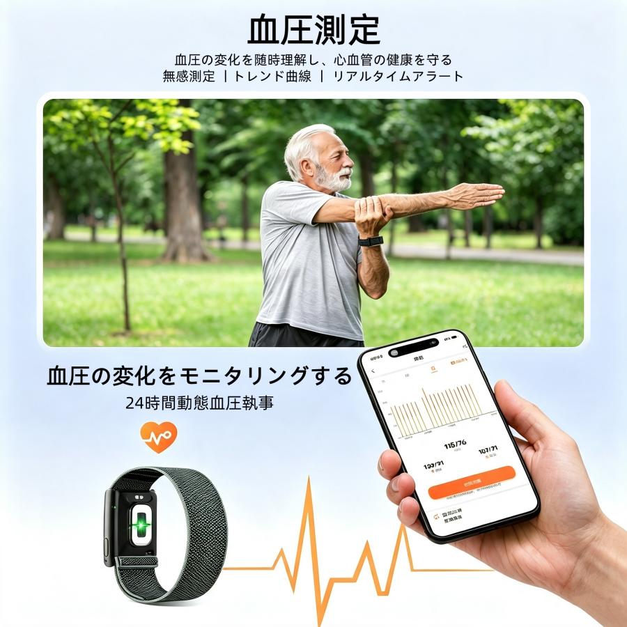 スマートバンド スマートウォッチ スクリーンレス ECG心電図 HRV 血圧測定 血中酸素濃度 体温 女性生理管理 睡眠モニタリング 心拍数 運動モード 爆買 |  | 10