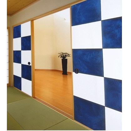 高級鳥の子ふすま紙 市松模様 Ser 1 総柄 おしゃれ襖紙 青色五段市松 191cm 97cm 1枚 Sei 1 水戸紙店ネットショップ支店 通販 Yahoo ショッピング