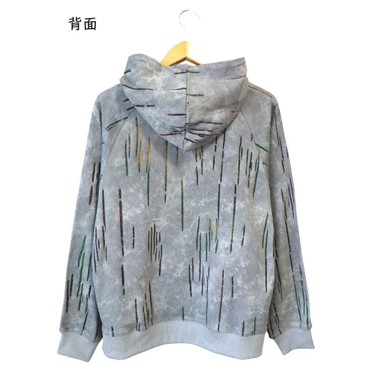 MMMM エムエムエムエム フレンチテリーダメージパーカー 裏毛 フード付き ラグランスリーブ メッシュ グラデーション タイダイ柄 かっこいい おしゃれ 個性的 | MMMM | 01